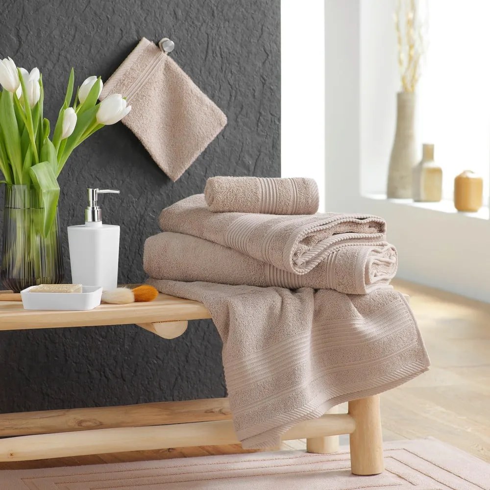 Béžová froté bavlnená osuška 70x130 cm Tendresse – douceur d'intérieur