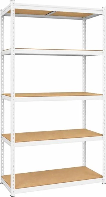 Akcia 3x Regál 183x90x30 cm lakovaný 5-policový, nosnosť 100 kg, RIVET - biely