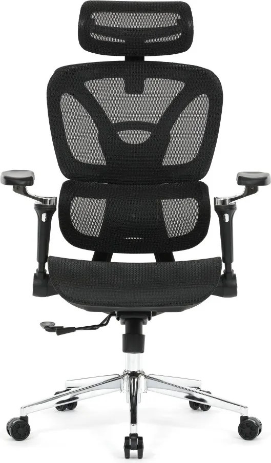 Kancelárska ergonomická stolička PORTE — sieťovina, čierna