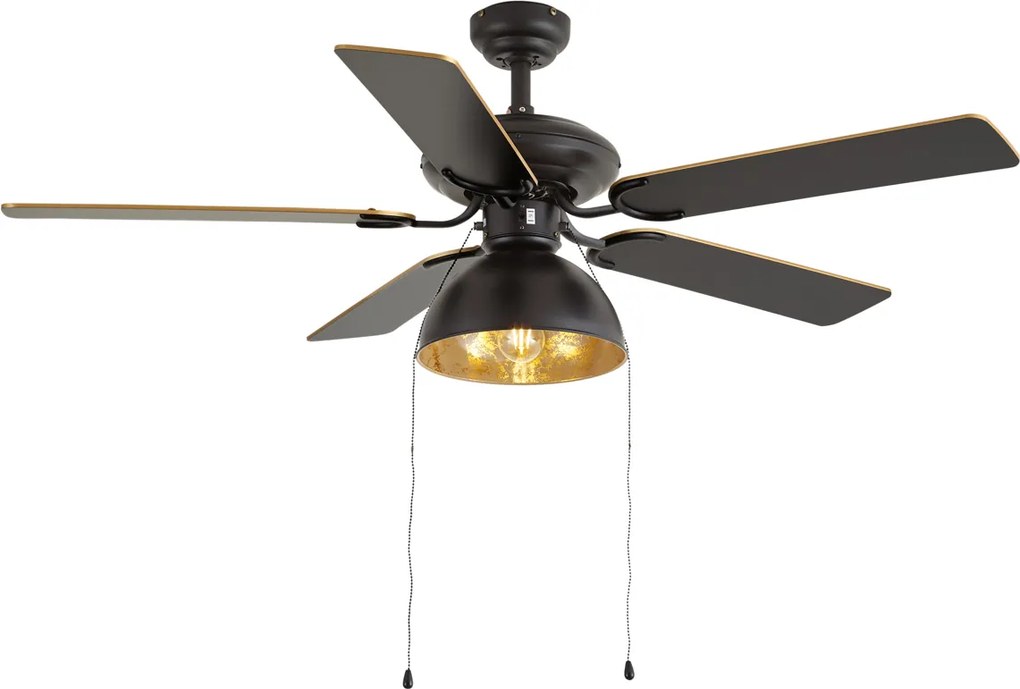 Stropný ventilátor čierny s béžovou 130 cm s ťahovým spínačom - Mistral Magna