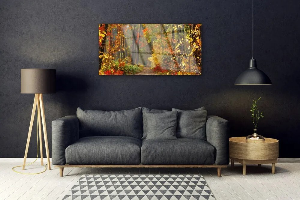 Skleneny obraz Les príroda jeseň 100x50 cm