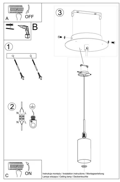 Sollux SL.0742 - Luster na lanku OTTO 1xE27/60W/230V pr. 15 cm čierna