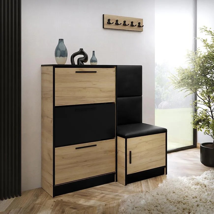 Skrinka na topánky Kpl Foli Craft + Čierna ekokoža (MADRYT 1100)