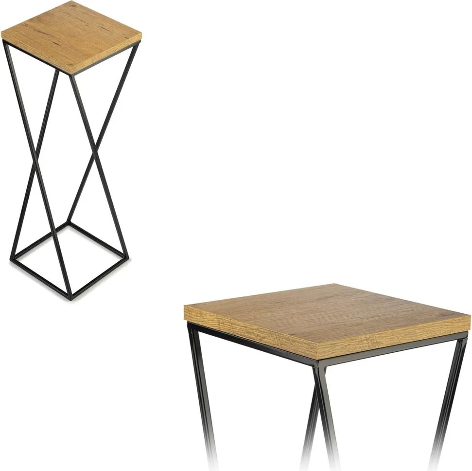 STOJAN NA KVETINÁČ LOFT7 70X24X24 CM ČIERNA/HNEDÁ