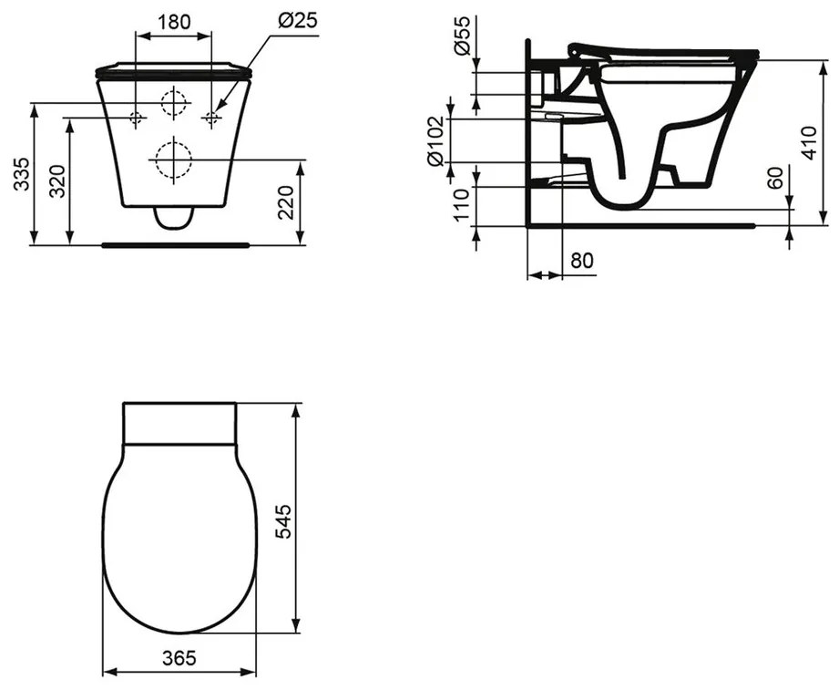 Ideal Standard Connect Air - Závesné WC RIMLESS, biela E015501