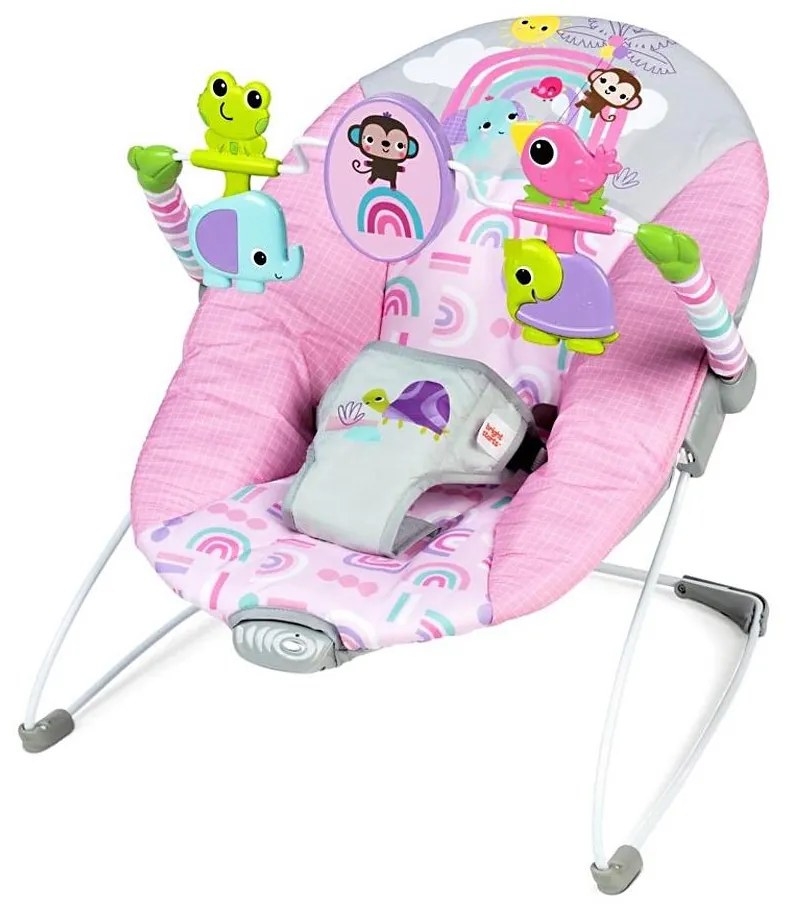 Bright Starts - Detská vibrujúca hojdačka PINK PARADISE 1xLR14