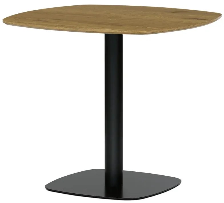 Stůl jídelní, 80x80x71 cm, MDF, kov, dub / černá