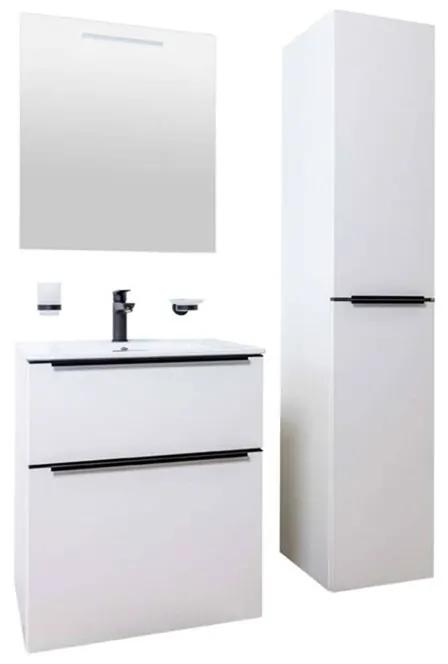 Mereo, Mailo, kúpeľňová skrinka vysoká 170 cm, biela, dub, antracit, MER-CN554LPB