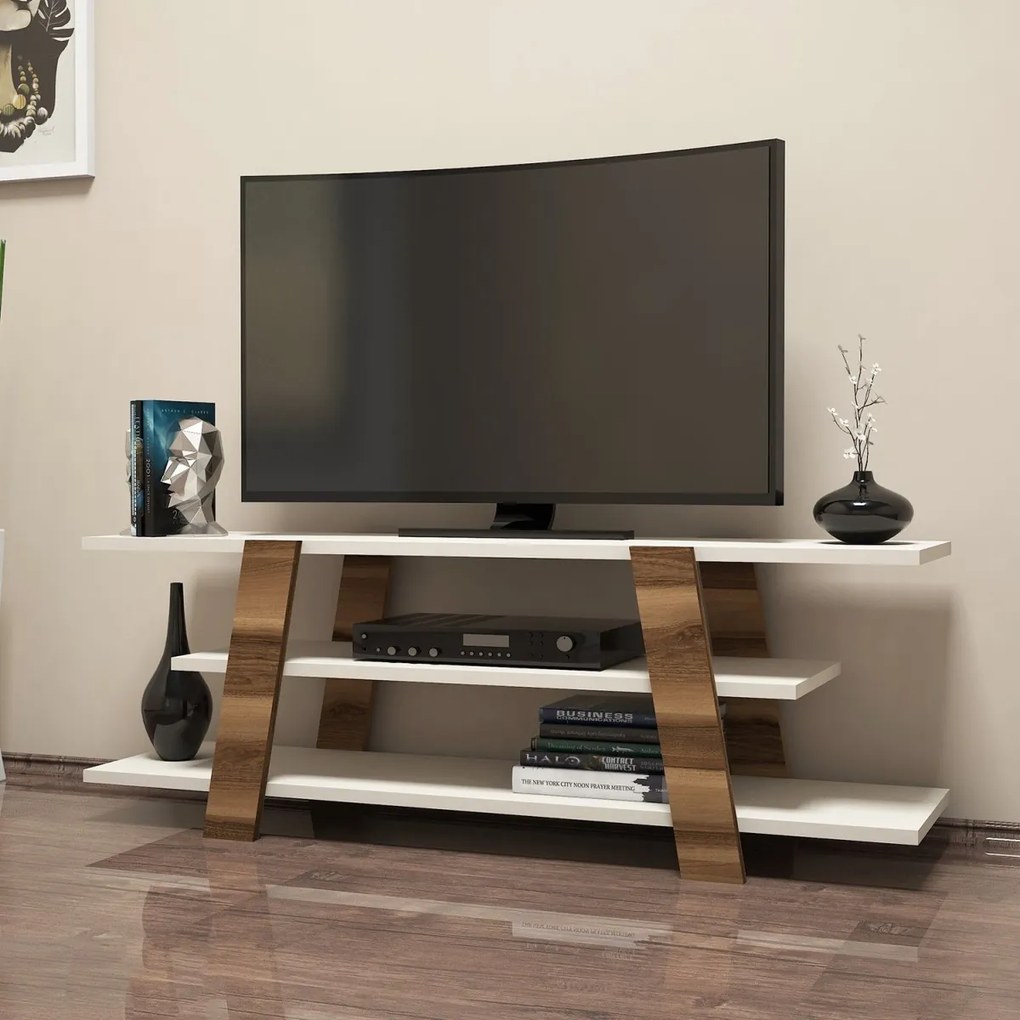 TV stolík Kvet 120 cm krémový/orech