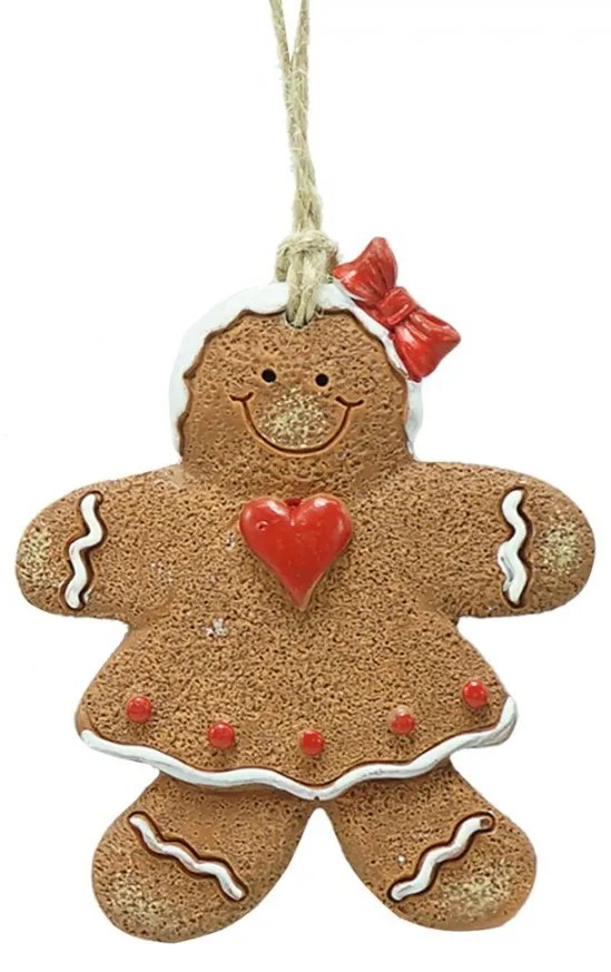 Hnedá vianočná ozdoba Perníček - 7*1*8 cm