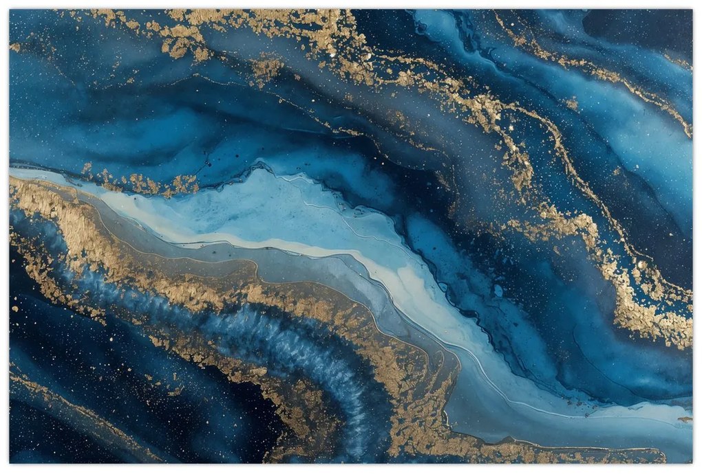 Obraz - Modrá mramorová abstrakcia (90x60 cm)