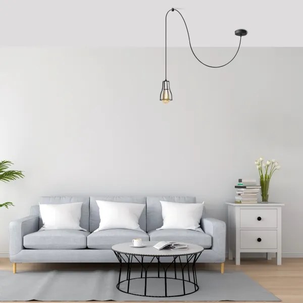 Luster na lanku TUBE 1xE27/15W/230V čierna/chróm