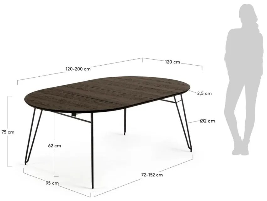 Okrúhly rozkladací jedálenský stôl s doskou v dekore jaseňového dreva ø 120 cm Norfort – Kave Home