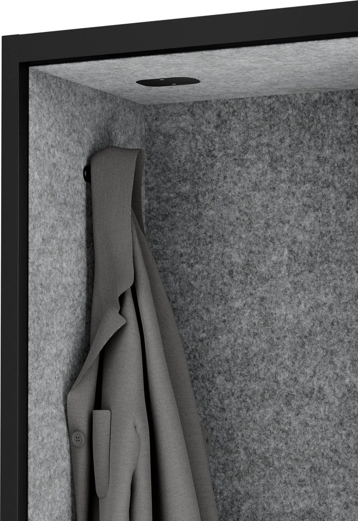 Akustická kabína SALLY MentalBox 600 mm – čierny korpus, sivé sedadlo