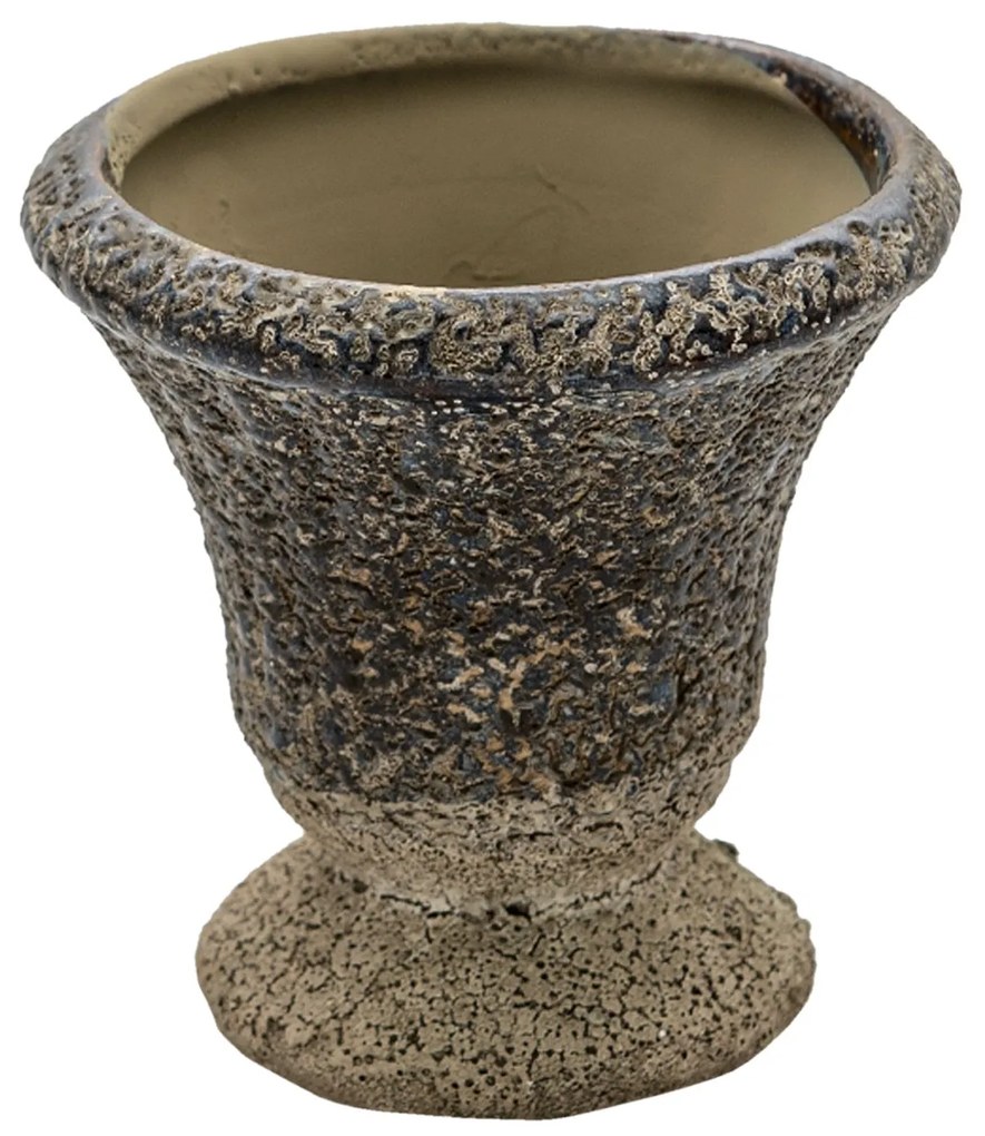 Keramický šedý kvetináč v antickom štýle Declan - Ø 9*9 cm