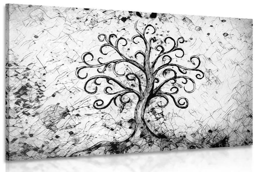 Obraz symbol stromu života v čiernobielom prevedení Varianta: 120x80