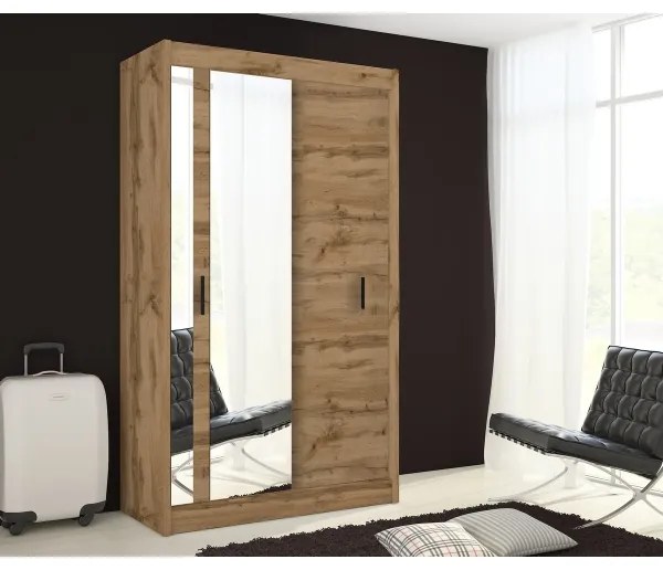 Šatní skriňa so zrkadlom SABRINA 120x215 cm dub woltan