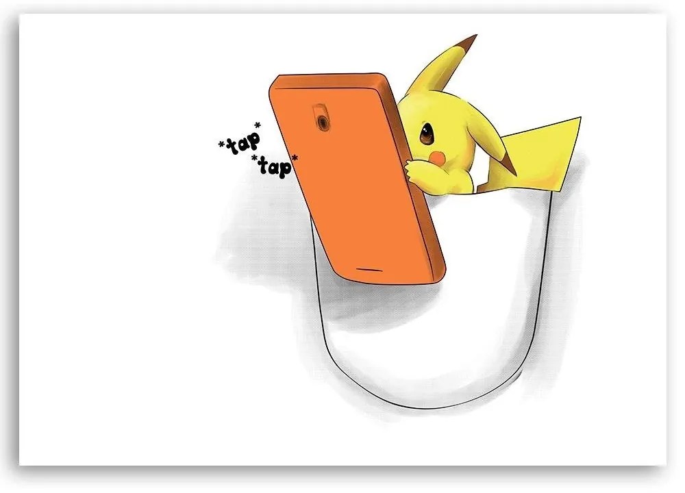 Gario Obraz na plátne Pokémon Pikachu s telefónom - Victoria Bravo Rozmery: 60 x 40 cm
