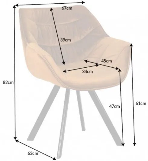 Dizajnová stolička Kiara horčicový zamat