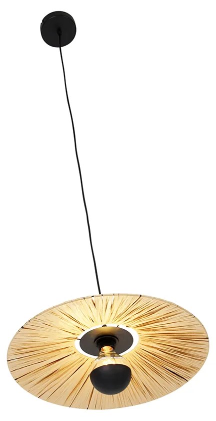 Rustikálne závesné svietidlo čierne s lanom 45 cm - Leia