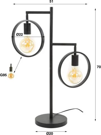 Stolová lampa 74-82 Ring 2L Charcoal  - Komfort-nábytok