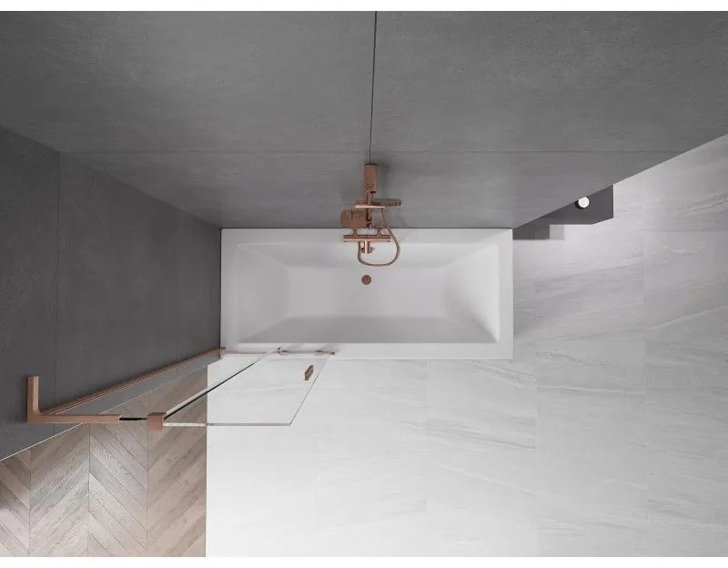 Mexen Velar L, 2-krídlová posuvná vaňová zástena 70 x 150 cm, 8mm číre sklo, medená matná, 896-070-003-01-65