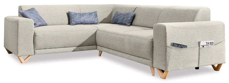 Béžová rozkladacia/s úložným priestorom rohová pohovka (ľavý roh/do L) Classy Sophie – Miuform