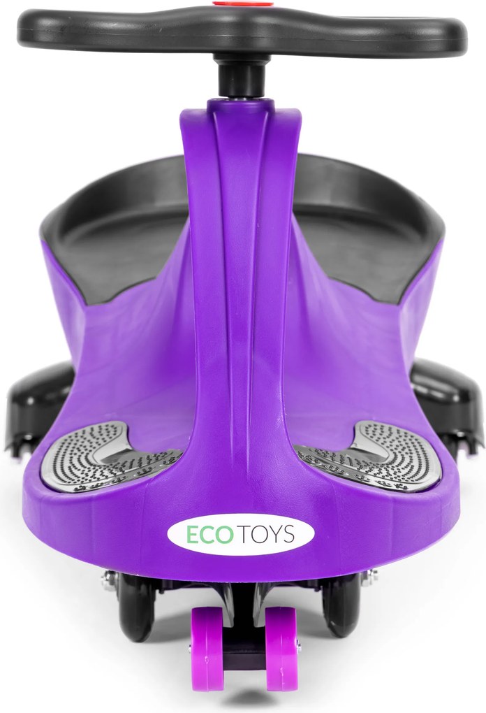 Gravitačné jazdítko ECOTOYS 360° volant s LED kolieskami, gumové kolesá, 3+ fialové