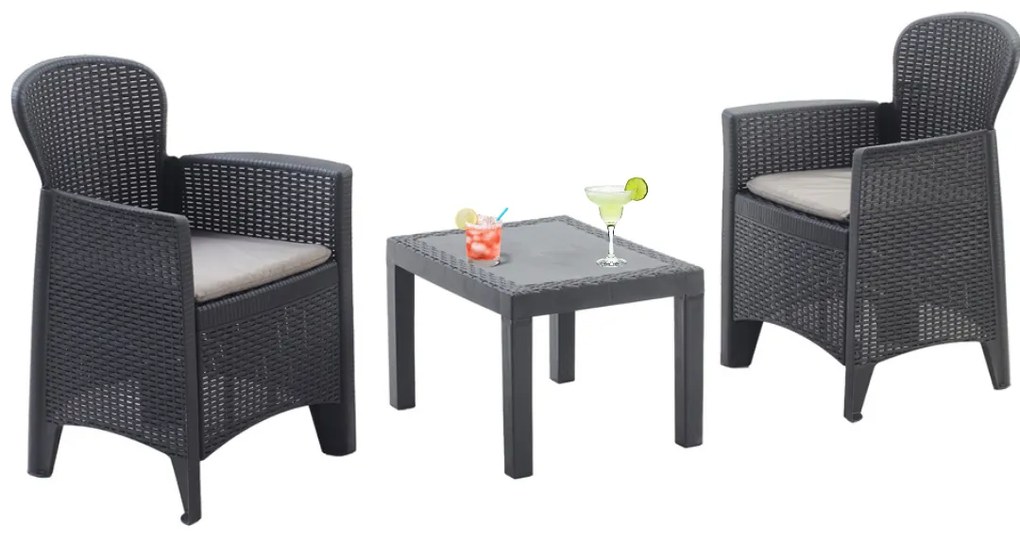 I.P.A.E-Progarden Záhradný set AKITA, 3-dielny, antracitová