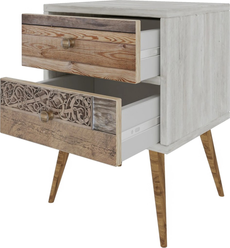 Sconto Nočný stolík LIZA MALMÖ biela/orech