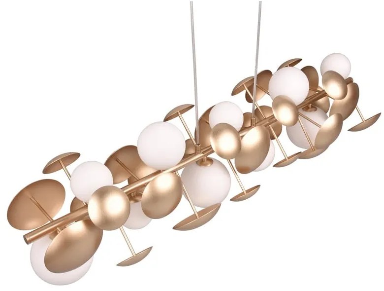 Závesné svietidlo so skleneným tienidlom v zlato-bielej farbe Bubble – Trio Select