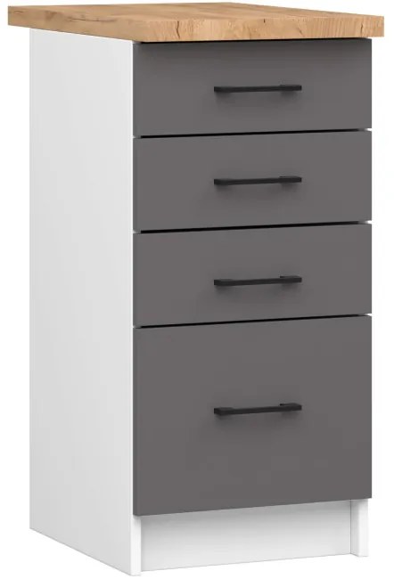 Spodná kuchynská skrinka s doskou OLIWIA S40 SZ4 biela / grafitová / sivá