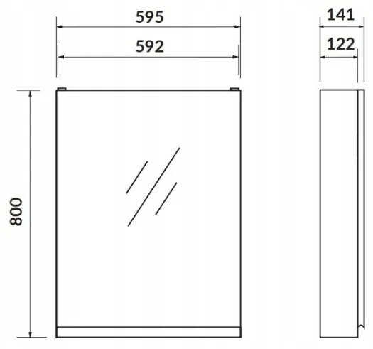 Cersanit Moduo, zrkadlová závesná skrinka 60cm, šedá, S590-017-DSM