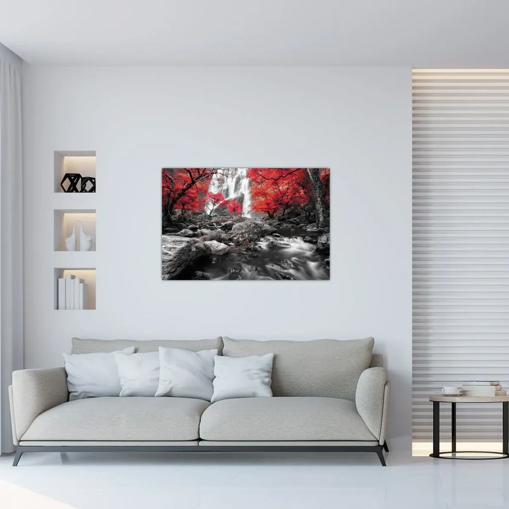 Obraz - Vodopády v jesennej krajine (90x60 cm)