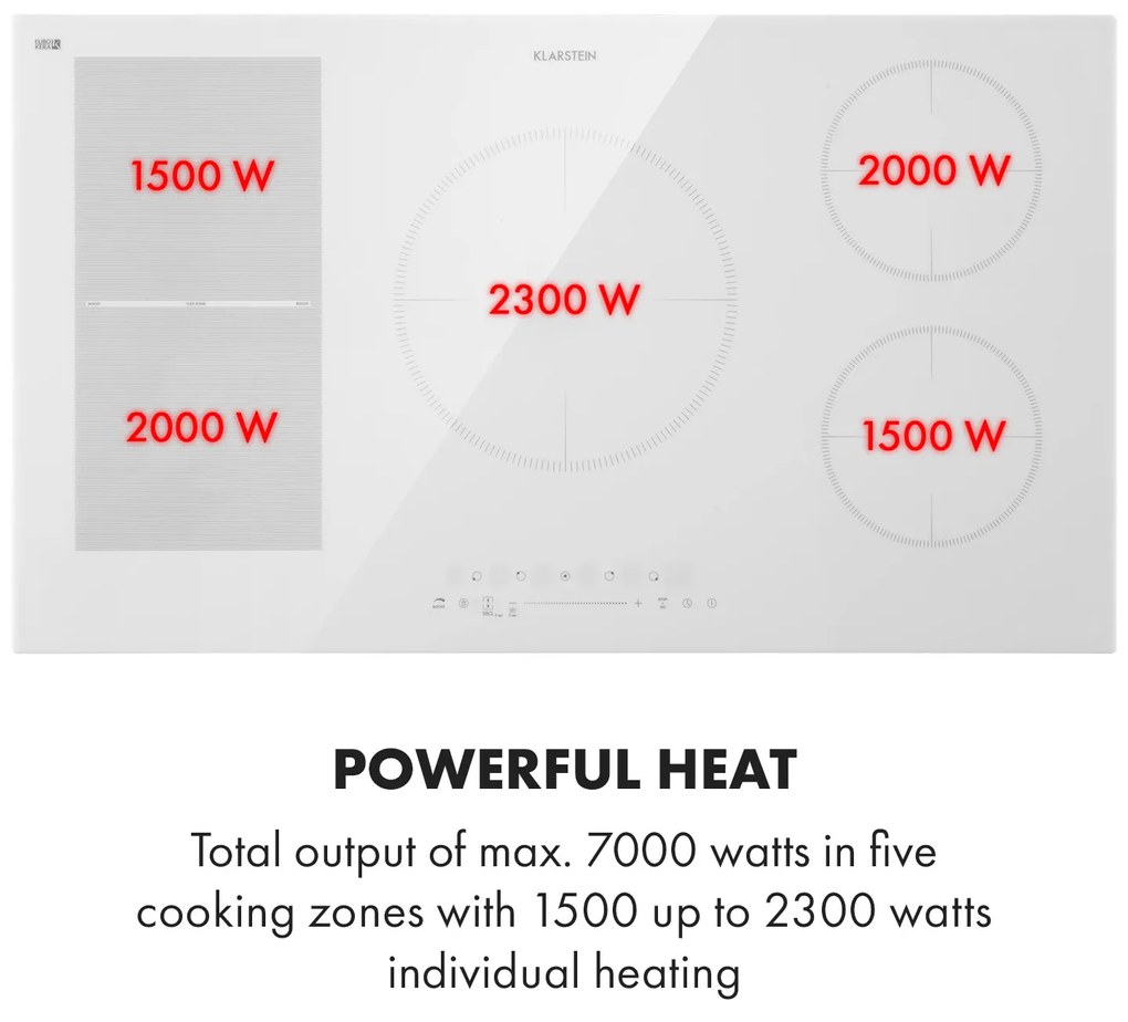 Klarstein Delicatessa 90 Hybrid, vstavaná indukčná varná doska, 7400 W, 5 zón, čierna
