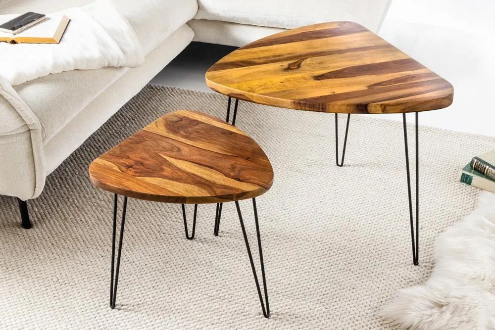 Invicta Interior - Masívna sada príručných stolíkov IPANEMA 60 cm, sheesham, prírodná