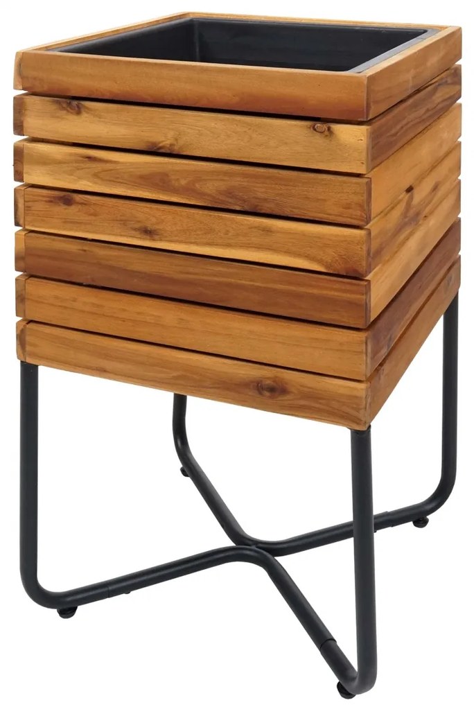 Kvetináč HWC-L25, 60x33x33cm, akáciové drevo - hnedá