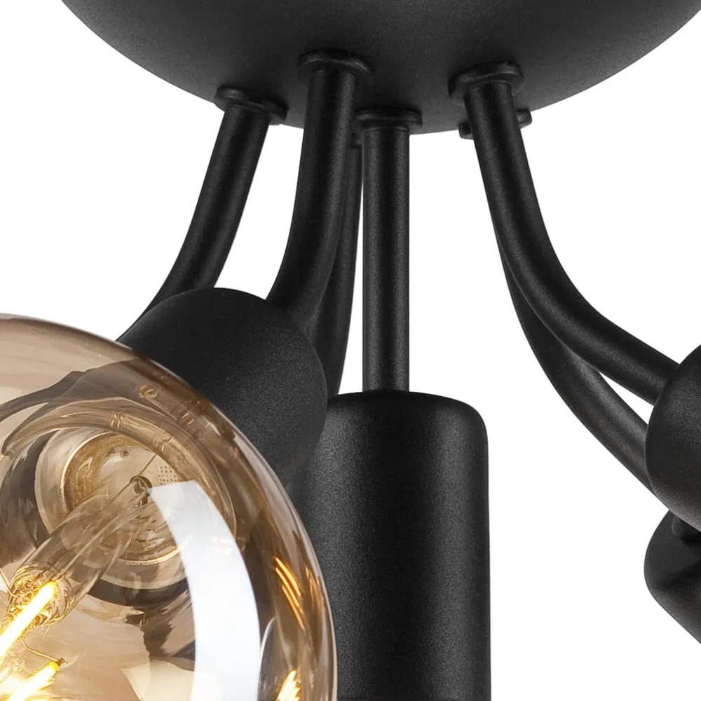 Čierne stropné svietidlo bez tienidla Viggo – LAMKUR