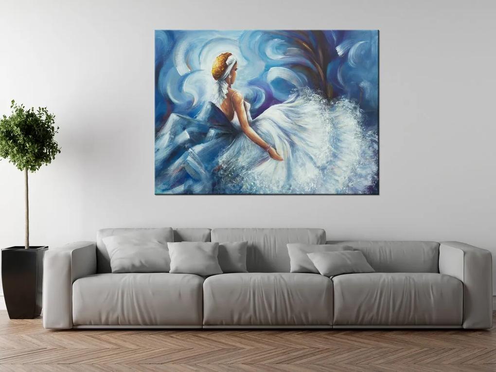 Gario Ručne maľovaný obraz Modrá dáma počas tanca Rozmery: 70 x 100 cm