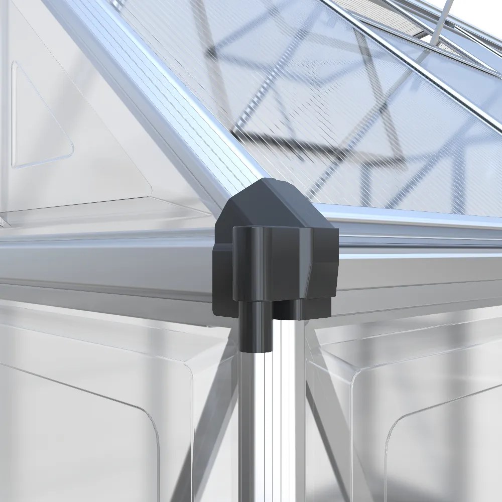 Skleník so základňou BestBerg SH-6 / 6,6 m² / 360 x 182 x 208 cm / strieborná