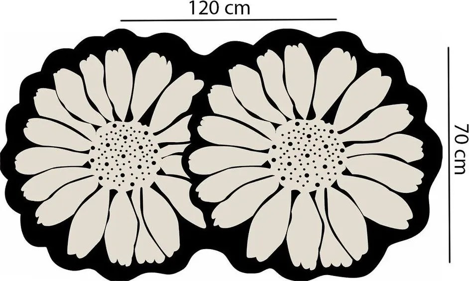 Čierna/krémová kúpeľňová predložka 70x120 cm Flor Extrana – Foutastic