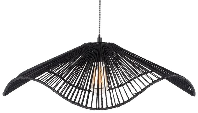 Čierne závesné svietidlo s tienidlom z papierového výpletu ø 62 cm Sombra – Leitmotiv