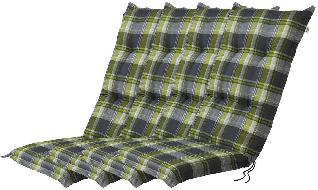 Podložka na kreslo Valencia, 120 x 50 x 8 cm, károvaná/zelená/sivá, 4 kusy  (800003511)