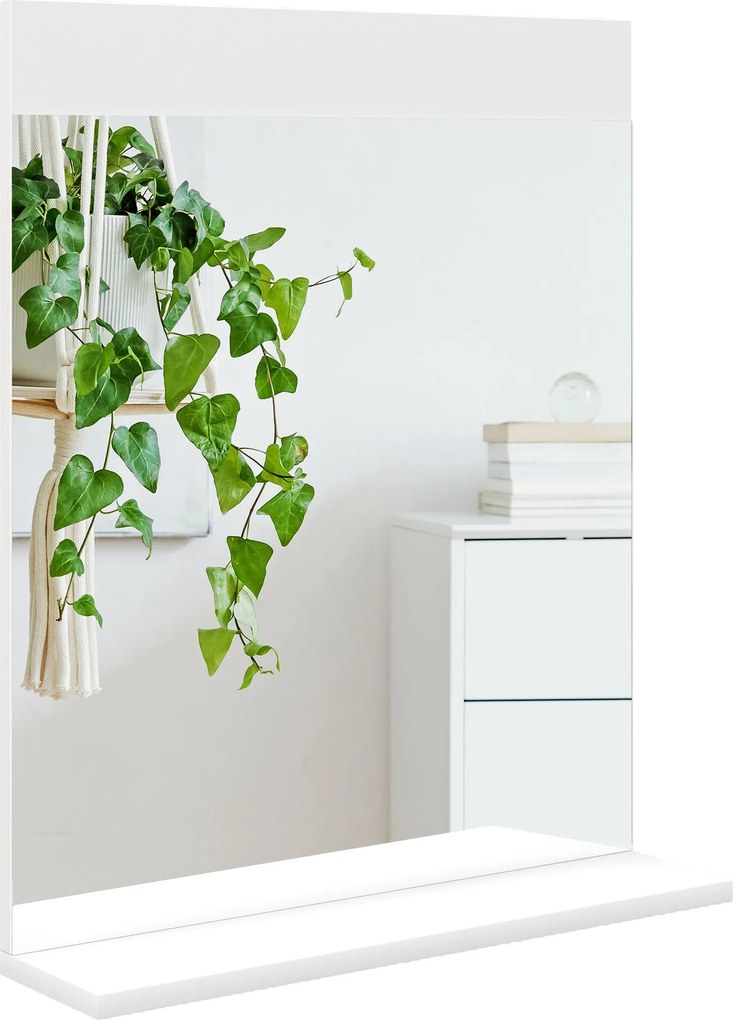 HOMCOM Zrkadlo do Kúpeľne so Stenou a Otvorenou Policou pre Vstupnú Hal 50x12x60 cm Biele | Aosom