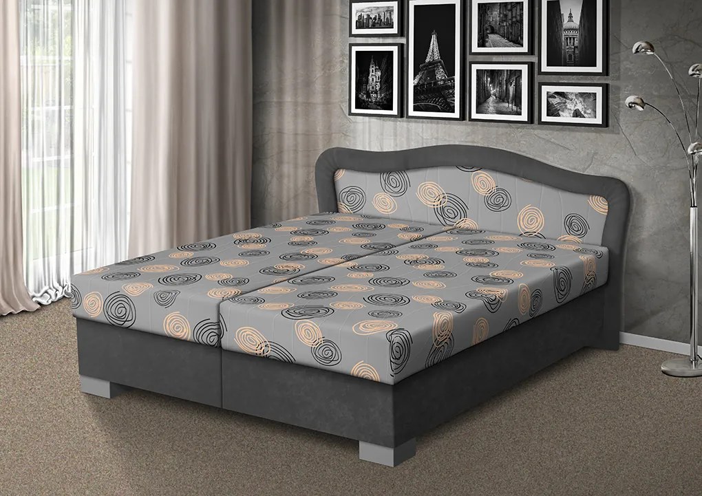 Nabytekmorava Čalúnená posteľ s úložným priestorom Sára180 čalúnenie: sivá/MEGA 17 sivá, Typ roštov: polohovacie