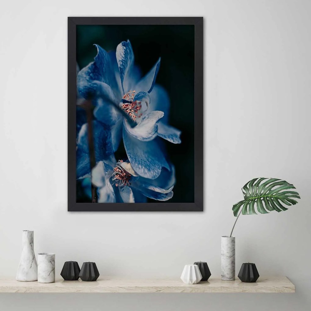 Gario Plagát Detailný záber na modrý kvet Farba rámu: Bez rámu, Rozmery: 40 x 60 cm