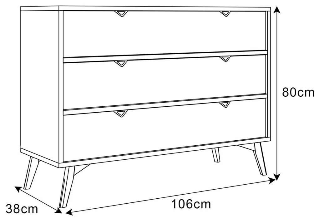 KOMODA FONDY JEDLIČKA SCANDI + PIESKOVO BÉŽOVÁ ŠUPLÍKY 106 cm