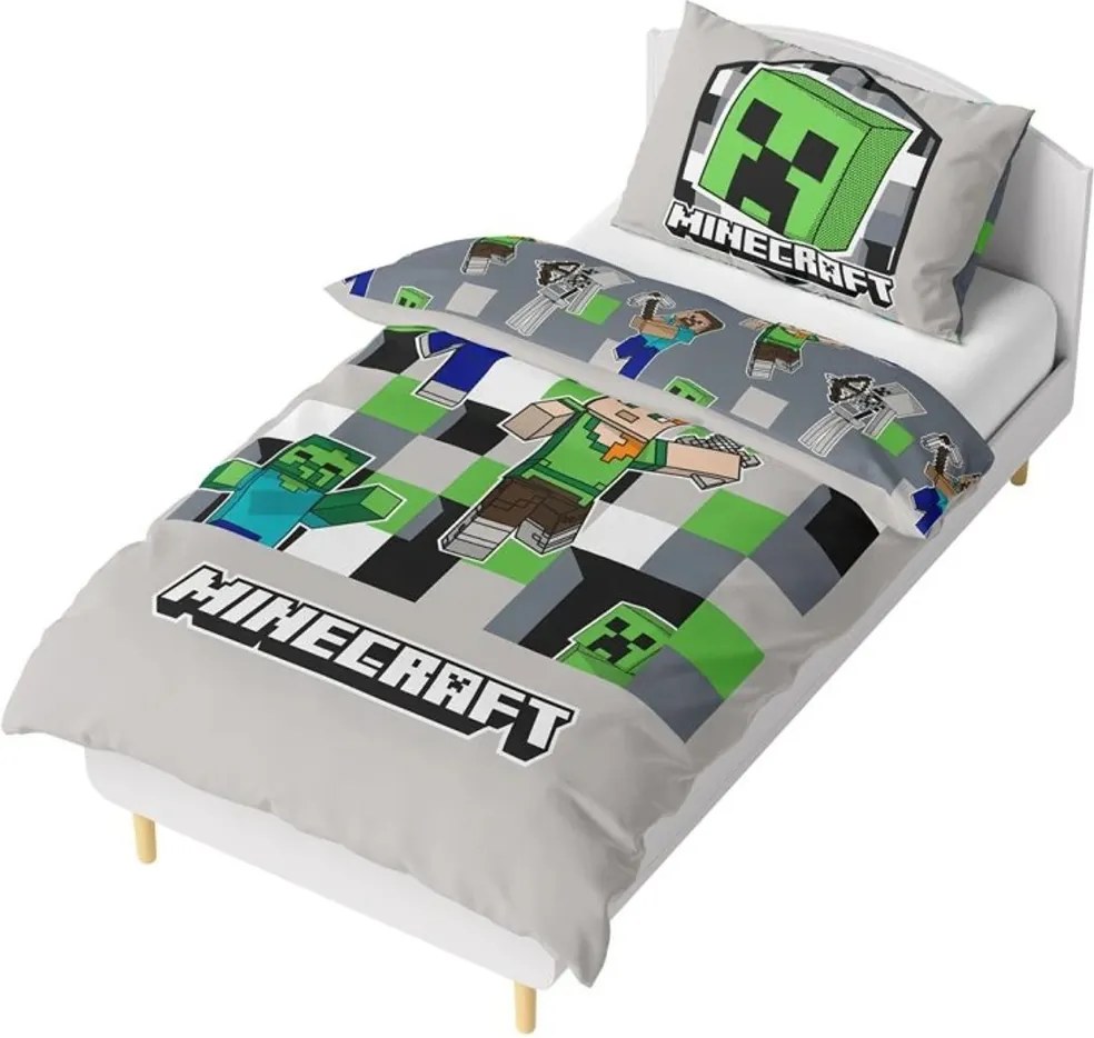 Obojstranné bavlnené posteľné obliečky Minecraft World - 100% bavlna - 70 x 90 cm + 140 x 200 cm