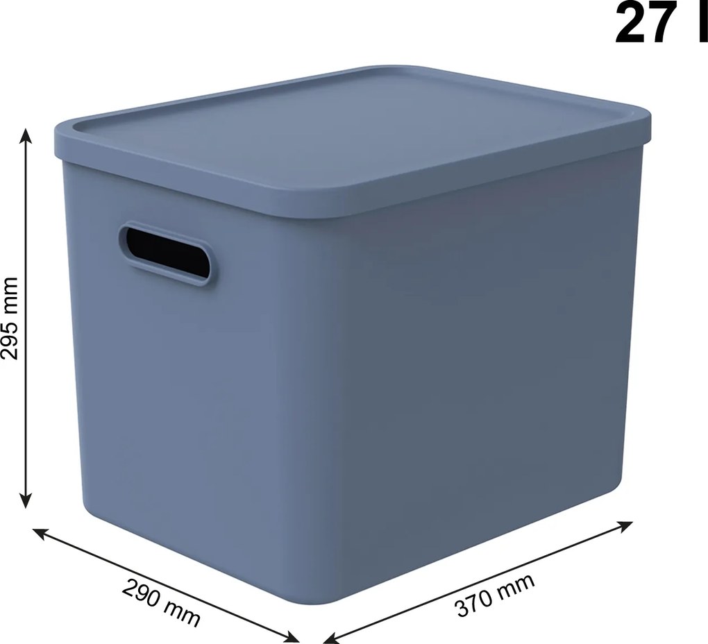 Rotho 2. akosť - Úložný box, rovný s vekom, 27l, modrá ALBU LIGHT, 37x29x30