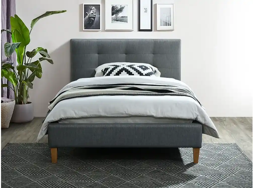 Sivá čalúnená postel TEXAS 120 x 200 cm | BIANO